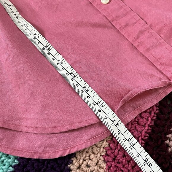 Vintage Jones New York Sport Linen Shirt Womens M Pink 100% Linen Button Down - Picture 4 of 6